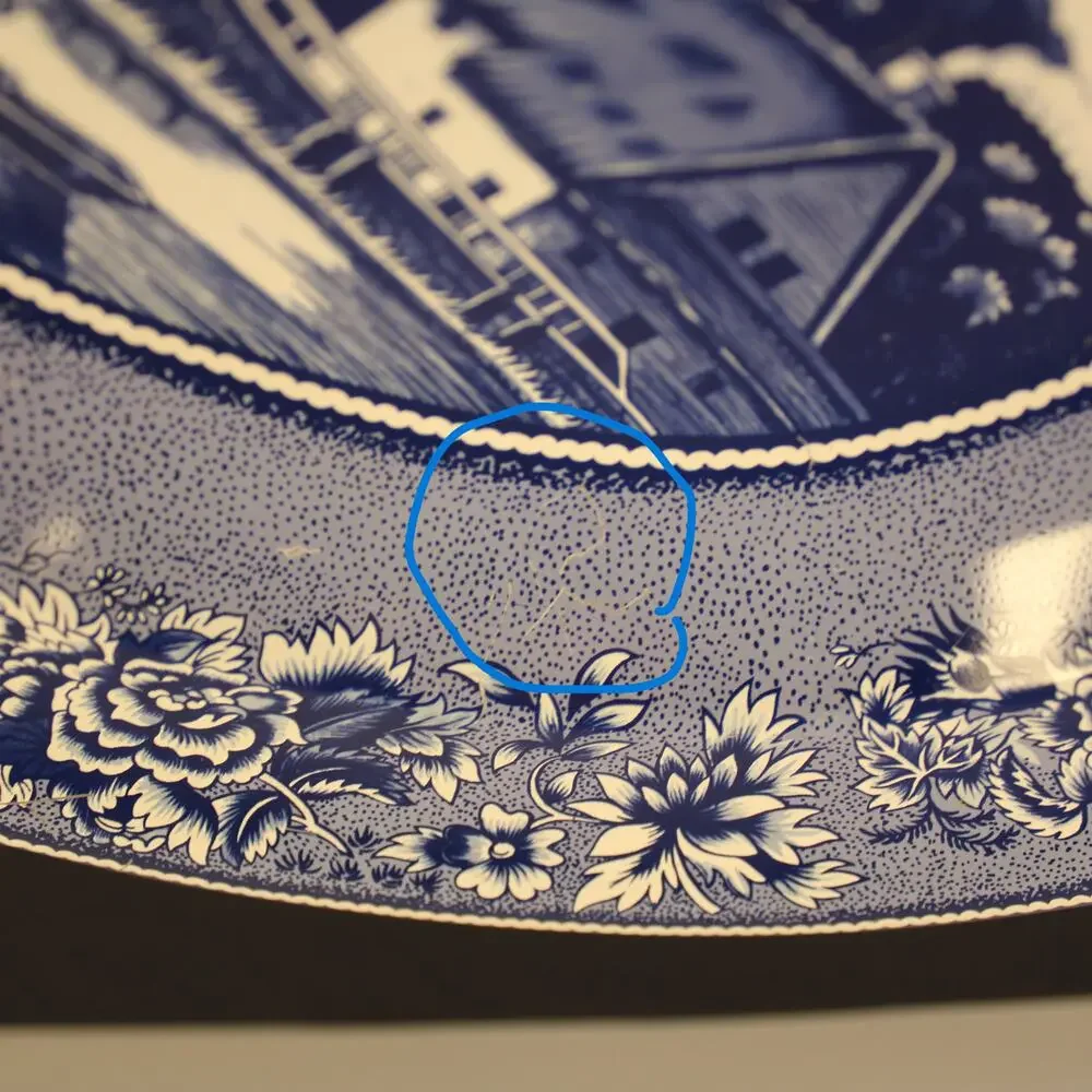 Vintage Daher Decorated Ware Blue Willow Tin Oval Serving Plate Wall Plate 13